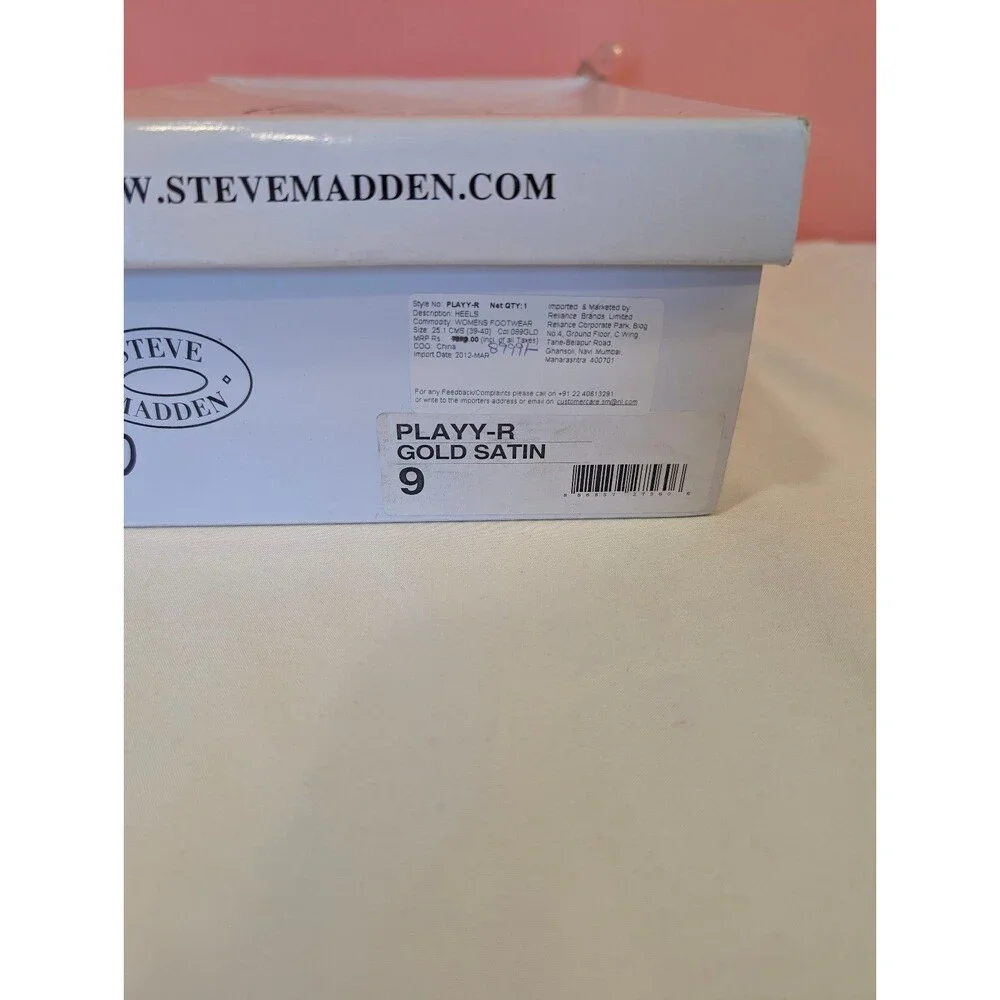 Women's Steve Madden Playy-R Crystal Heel Gold Satin Heels US 9 Y2K Club Shoes